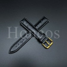 Correa de reloj de cuero de avestruz 18/19/20/21/22 mm con pasadores de liberación rápida negra