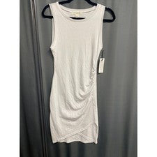 Vestido recto Treasure & Bond para mujer pequeño blanco sin mangas cuello barco hipster B47