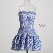 Vestido sin tirantes estampado floral Sundress Women Tube Top Short Dress, mini vestido