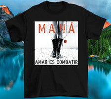 Camiseta Mana Band Negra Talla S M L 234XL Algodón Hombres EG284