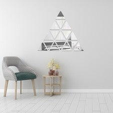 16 Piezas Acrílico Arte Adhesivo Espejo Decoración Pared Triángulo Patrón para Uso Doméstico
