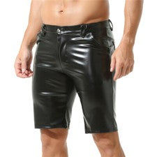 Pantalones cortos ajustados de cuero sintético para hombre con bolsillos ropa de club nocturno informales de moda