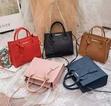 Bolso de mano para mujer de cuero PU color liso estilo vintage con cremallera cuadrada