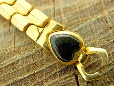 Correa de reloj vintage de acero inoxidable con detalle de corazón extremo de anillo de expansión sin usar NOS