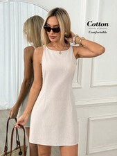 Mini Vestido Casual Sin Mangas para Mujer en Colores Albaricoque