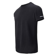 Camiseta de manga corta para hombre informal estilo deportivo con rayas reflectantes estampadas