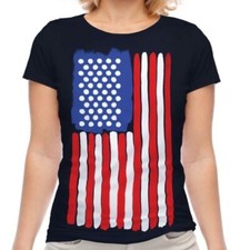 Stars y Rayas Pintado Bandera Pop Art Moda Mujer Estampado Camiseta Ee.uu. Swag