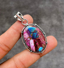 Colgante Ostra Rosa Cobre Turquesa Plata de Ley 925 Diseñador MK*