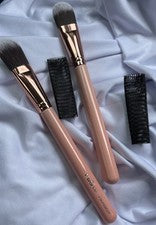 2 X MSQ Just Peachy Ombré Base Plana ORO ROSA Virola Cepillo de Maquillaje de Madera