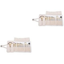 Juego de 2 brochas de viaje kit de brochas de maquillaje facial para mujer colección de herramientas de belleza