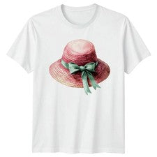 Sombrero de Paja Rosa Acuarela Moda Hombre Camiseta Mujer Camiseta Gráfico Un...