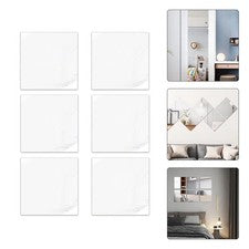 Pack de 6 pegatinas de pared espejo 3D impermeables para decoración de baño y hogar