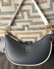Bolso de hombro Tommy Hilfiger para mujer, azul marino, en forma de media luna