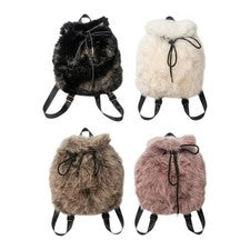Mochila de piel sintética para mujer - Bolso ligero de felpa suave - Correa ajustable
