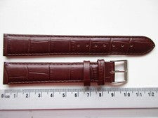 Correa de reloj de cuero Hickory marrón XL estampado cocodrilo 18 mm
