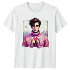 Camiseta Pink Heart Illustration para hombre Camiseta gráfica Unisex Top