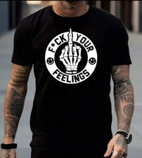 Camiseta gráfica para hombre elegante vibrante informal moda estilo suave f*ck tus sentimientos