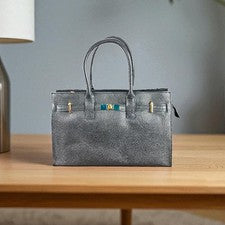 Bolso de mano para mujer de cuero italiano de diseñador - negro Ama