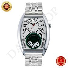 Frank Miura Three Dice King Macau Gamble Watch Metal Band Blanco JAPÓN NUEVO