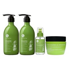 PAQUETE DE 4 PIEZAS DE ACEITE DE MACADAMIA Y ARGÁN LUSETA 16 OZ HIDRATANTE BRILLO FUERZA