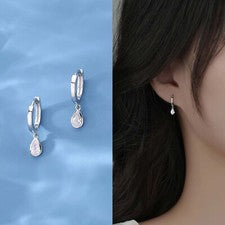 Pendientes de aro de lágrima para mujer delicados circonita cúbica joyería fina regalo