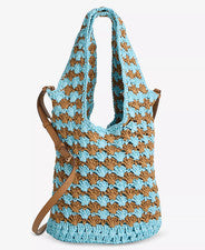 Mini bolso de mano Style & Co con mango de paja con cordón