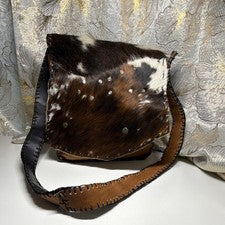 Bolso mensajero de cuero de vaca hecho a mano correa para el hombro cosido a mano estampado de animales occidentales