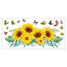 1 Hoja Adhesivo Pared Girasol Extraíble Hogar Salón Dormitorio Adhesivo Decoración