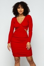 Vestido midi ceñido al cuerpo para mujer con lado ceñido y lados recortados conjunto - grande