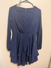 Vestido para mujer azul marino manga larga fluido talla mediana nuevo con etiquetas