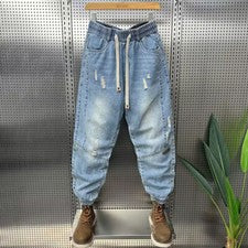 Moda Para hombres Pantalones de mezclilla ajustados Pantalones harén Cordón Clásicos Informales