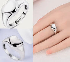 ANILLO CORAZÓN CORAZONES BRILLANTES PLATA GENUINA S925 TALLA 58 Q