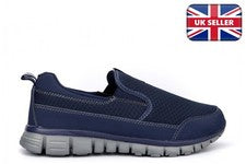Entrenadores sin cordones súper ligeros para hombre espuma viscoelástica suela ligera de phylon azul marino