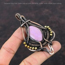 Elegante colgante envuelto en alambre étnico fosfosiderita natural ovalado joyería cobre