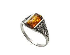 Anillo de plata esterlina 925 ámbar báltico natural regalo joyas