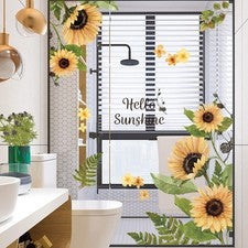 Pegatinas de pared de vidrio girasol para decoración fresca del hogar dormitorio y oficina