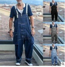 Pantalones con tirantes de primavera de varios bolsillos para hombre nuevos de moda sueltos herramientas pantalones de m