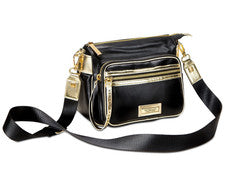Versace Parfums Mujer Bolso Bandolera Ajustable Correa para el Hombro Negro Dorado Nuevo