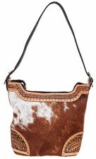 Bolso de mano de hombro de cuero de vaca floral occidental para mujer 18RTH17