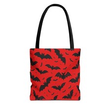 Bolso de Mano Patrón de Murciélago | Rojo y Negro Halloween Patrón por Todas Partes