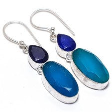 Pendiente de joyería de plata esterlina 925 hecho a mano con piedras...