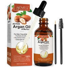 Aceite de argán cabello prensado en frío, aceite de argán para rostro, piel y cabello 60 ml aceite de argán...