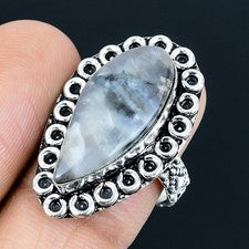 Dendrita ópalo piedras preciosas hecho a mano 925 anillo de joyería de...