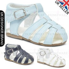 SANDALIAS BEBÉ NIÑO SANDALIA ARAÑA ESTILO ESPAÑOL BLANCO AZUL MARINO ZAPATOS UK3-8 NUEVAS