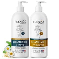 Juego de champú y acondicionador de manzanilla Edenika, cuidado calmante y nutritivo del cabello 16 oz