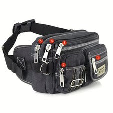 NUEVO Moda Multicapa Cremallera Cintura Bolso Lona Retro Riñonera Bandolera Bolso