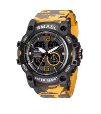 Montre militaire homme Quartz analogique numérique étanche 50M LED Camo Orange