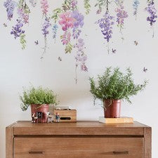 Pegatina de pared floral arte en vinilo flores extraíbles vid mural calcomanía decoración del hogar hágalo usted mismo