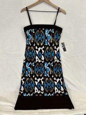 Vestido para mujer Bisou Bisou sin tirantes 6 nuevo con etiquetas marrón turquesa cachemira verano elegante