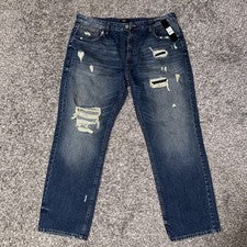 Pantalones de mezclilla de moda Nova Subversive desgastados ajustados medianos azules para hombre talla 40